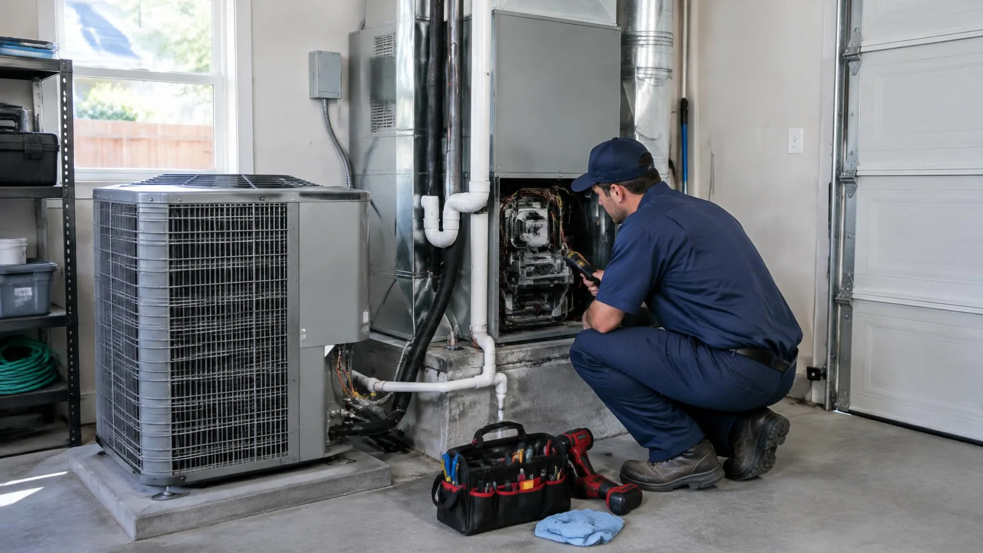 Residential cooling equipment with clear access for a service evaluation