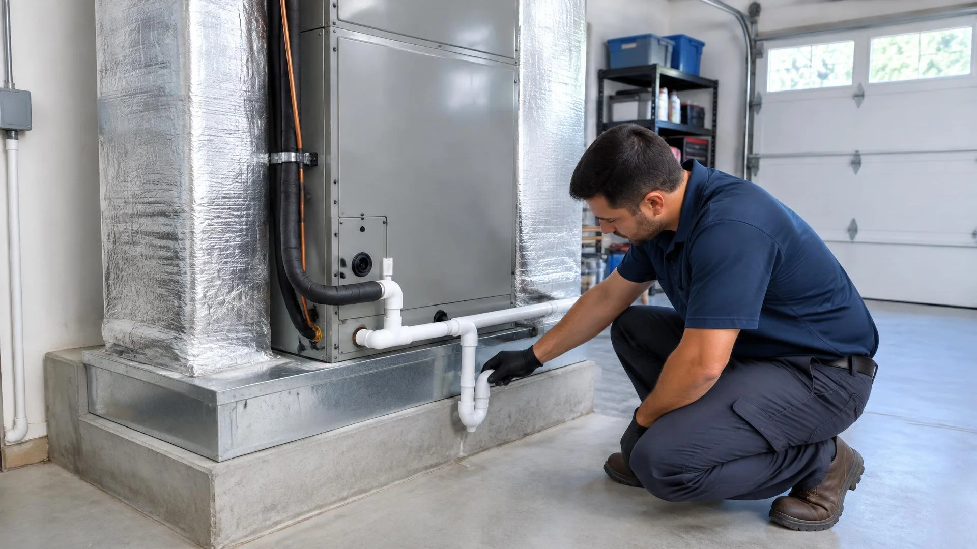 Indoor cooling equipment with condensate drainage components