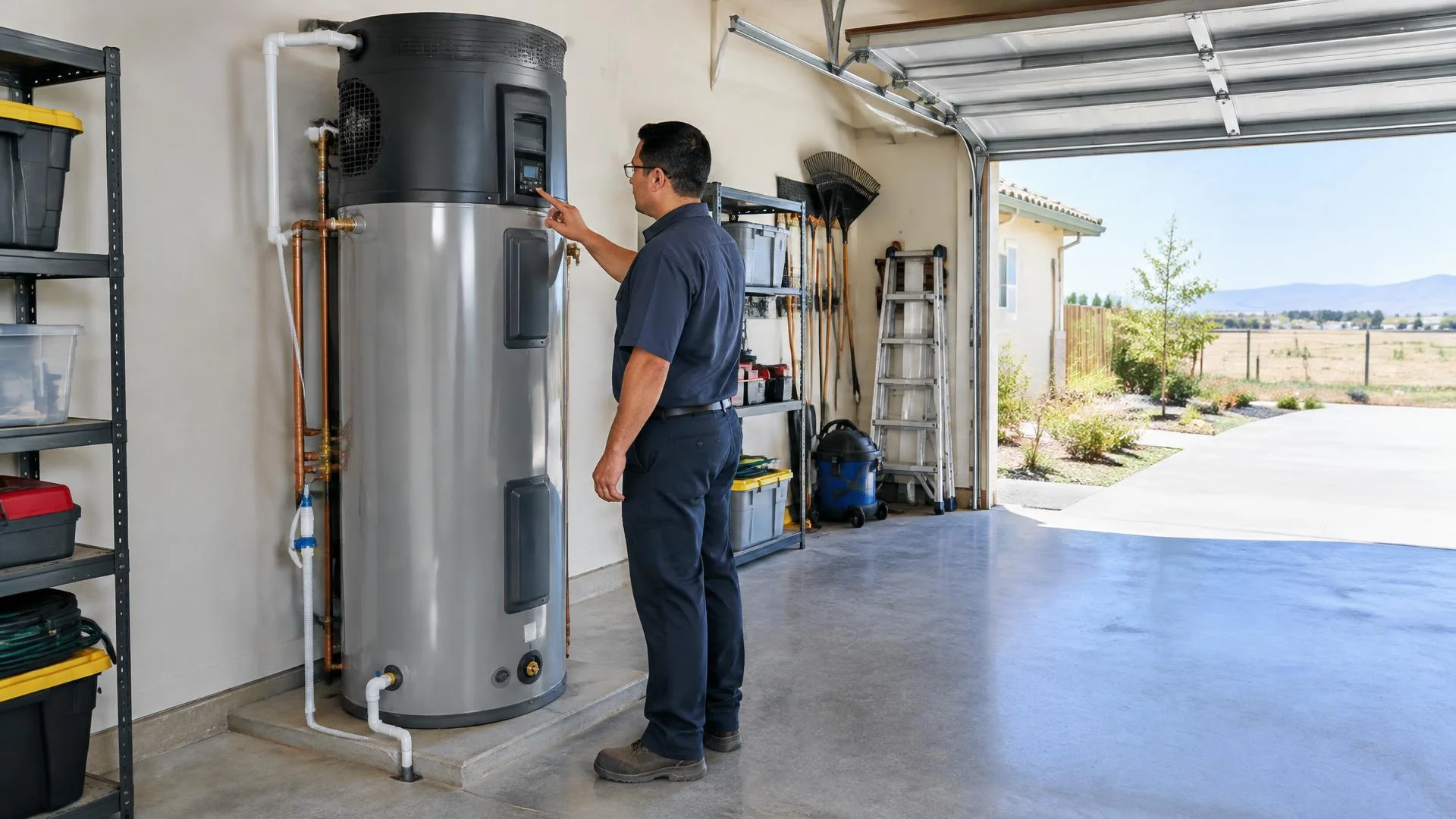 Proposed installation location for a Los Banos heat pump water heater