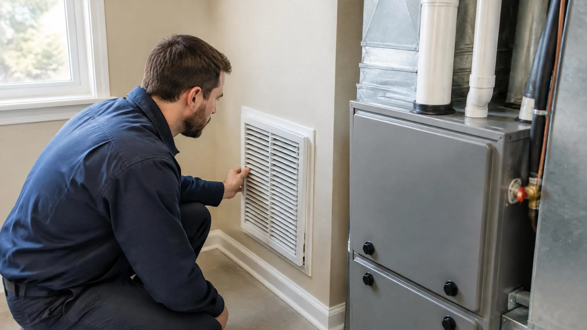 Technician testing heating system components with diagnostic tools in Chowchilla