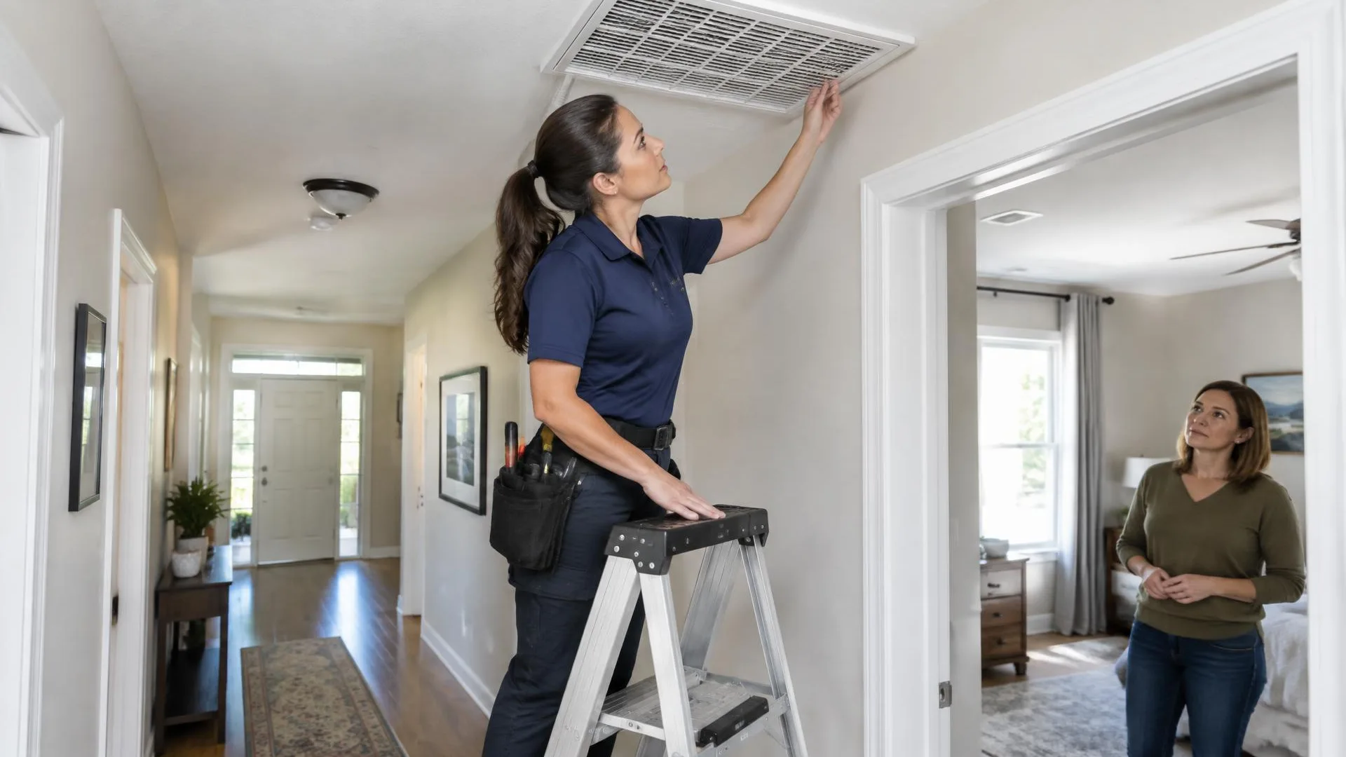 Residential supply register involved in a multiroom cooling assessment