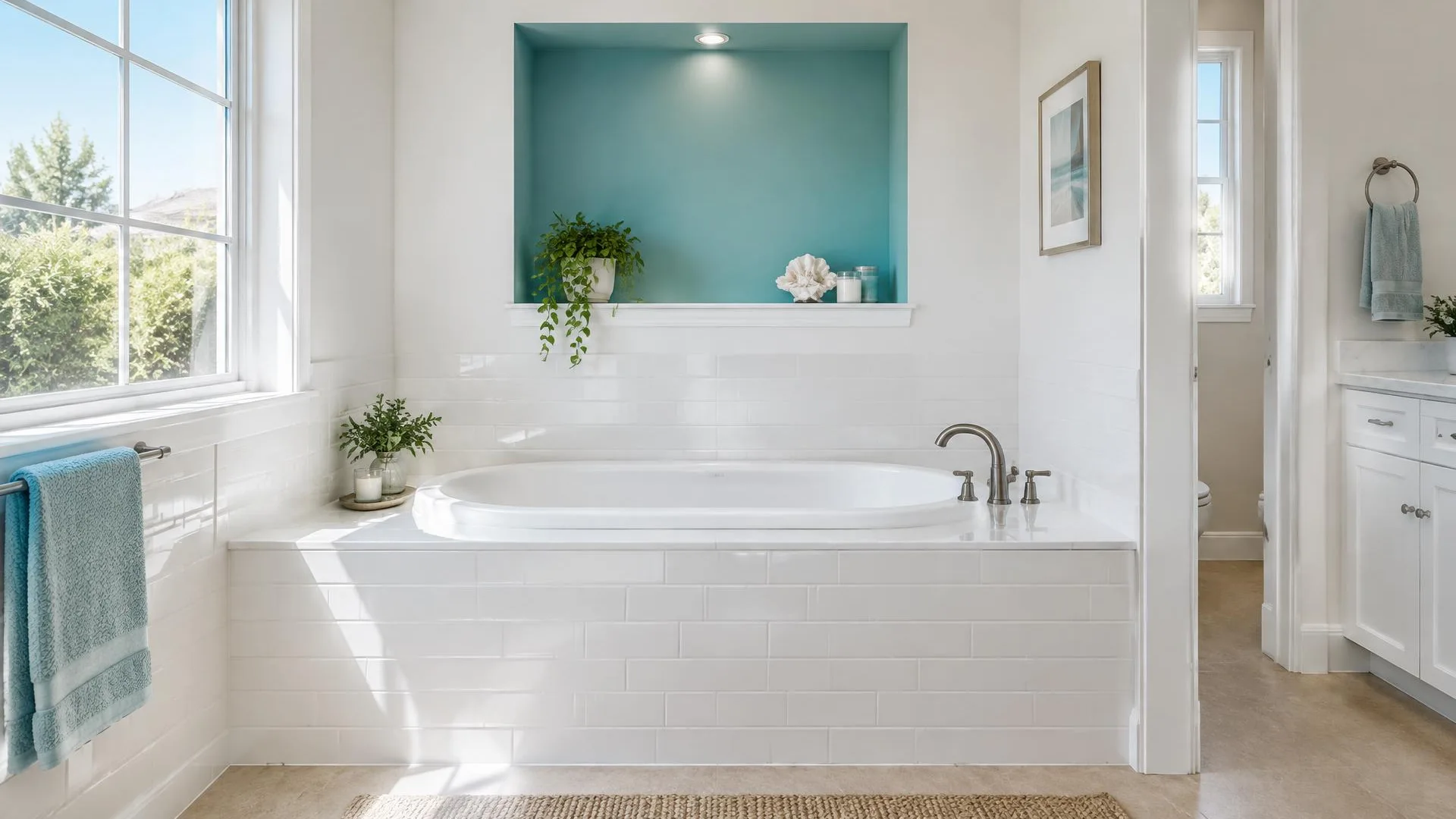 Single-handle shower valve trim mounted on a bathroom wall