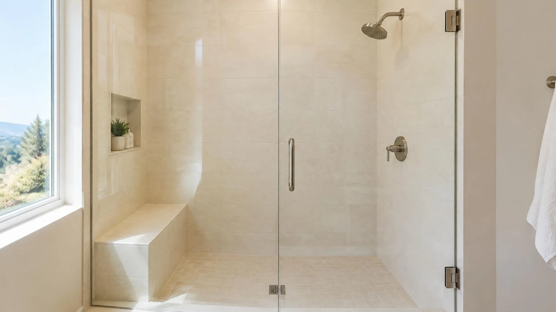 Shower temperature control handle with hot and cold position markings