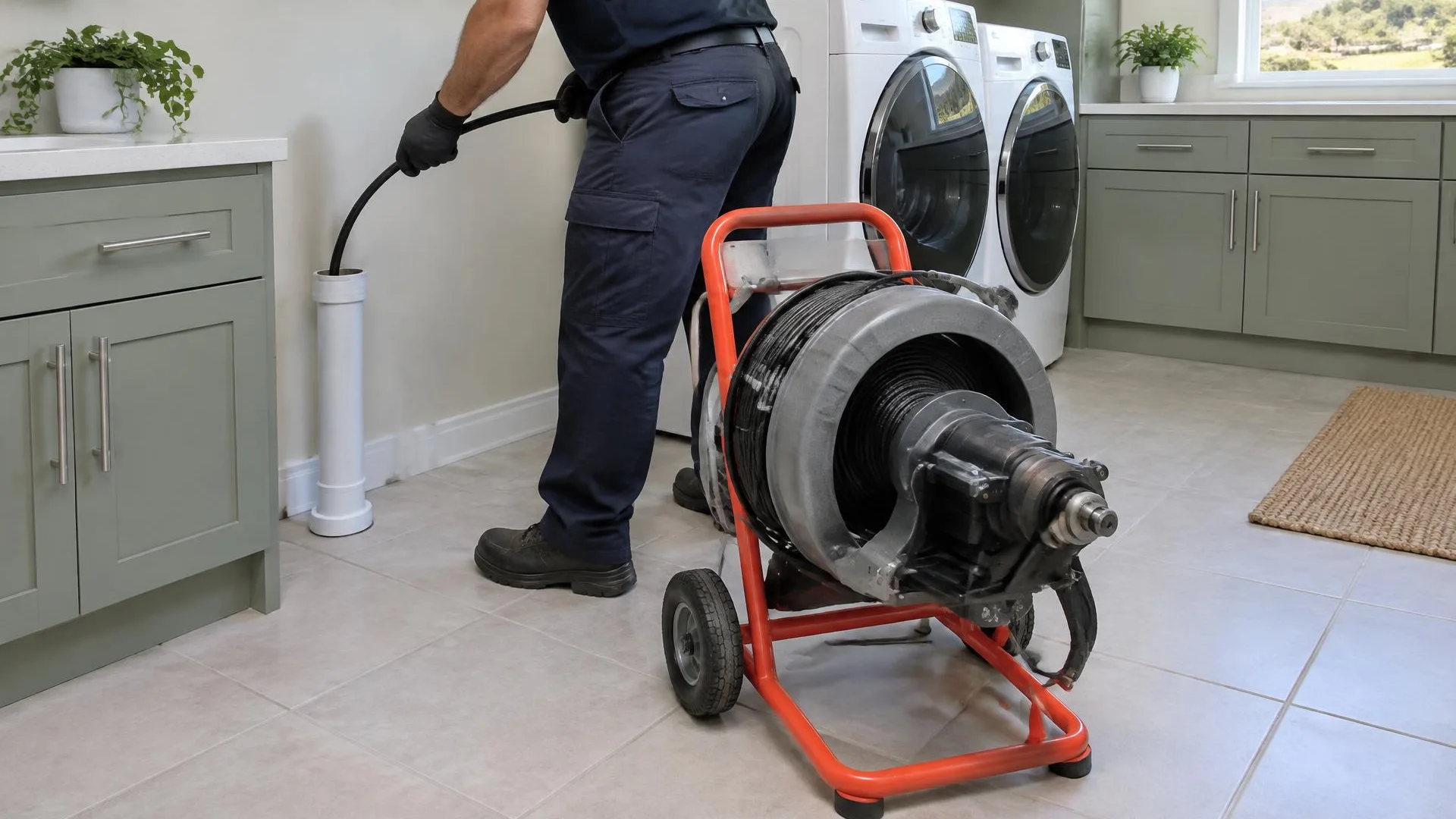 Homeowner using a sink strainer to keep food debris out of a kitchen drain
