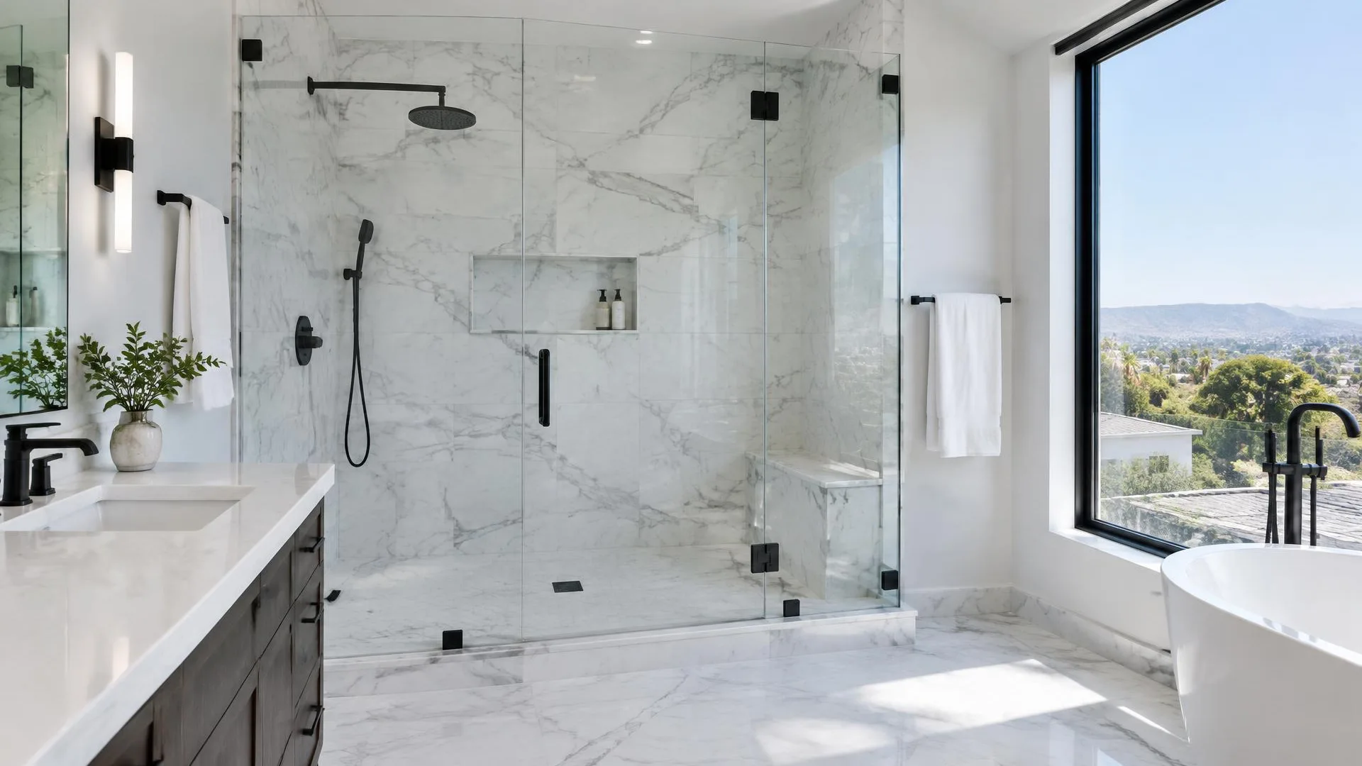 Bathtub with wall-mounted spout and an accessible drain opening