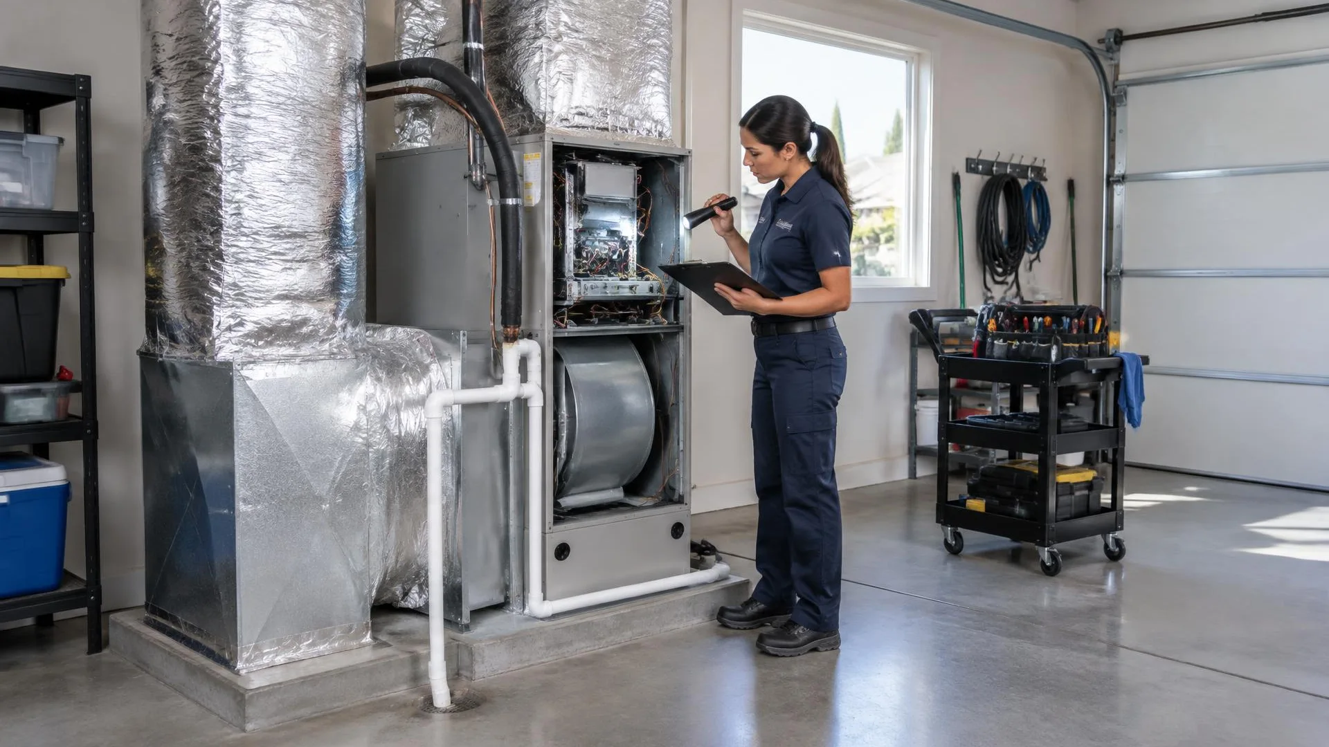 Air-conditioning line inspected after visible ice formation