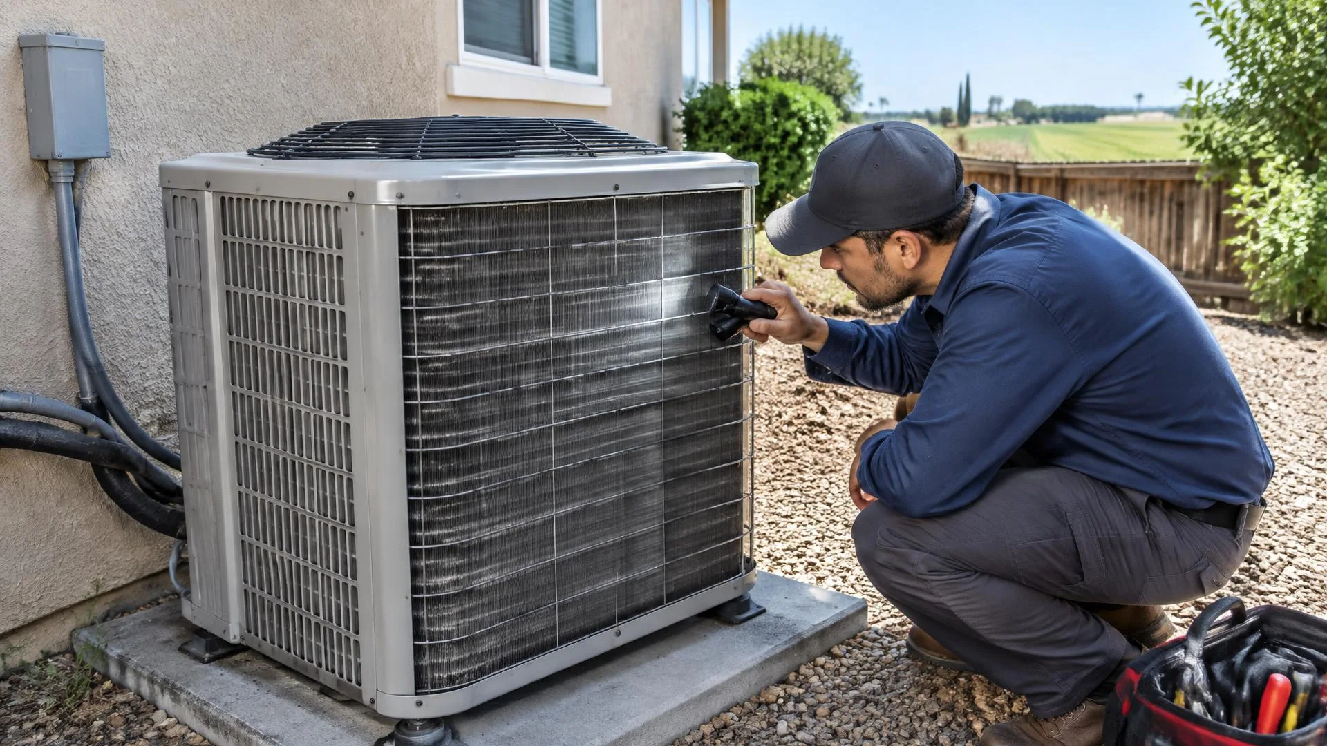Air-conditioning coil surface inspected for airflow restrictions