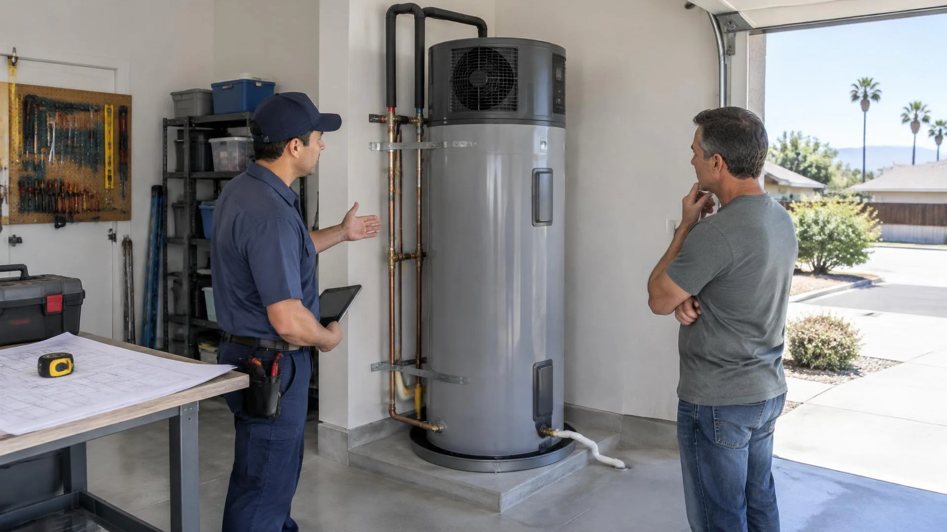 Adjacent-room and sound review for a Fresno heat pump water heater