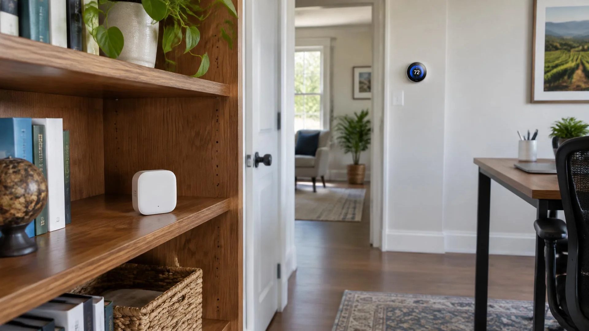 Smart thermostat and compatible room sensor placed away from direct sunlight