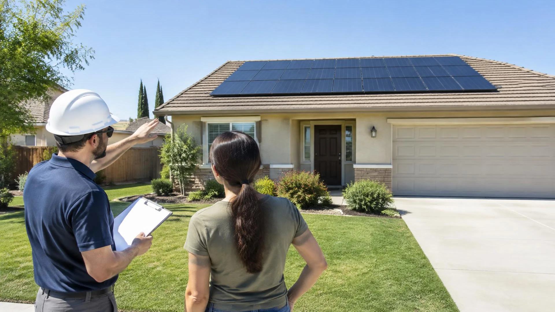 Roof areas being evaluated for a residential solar panel layout in Los Banos