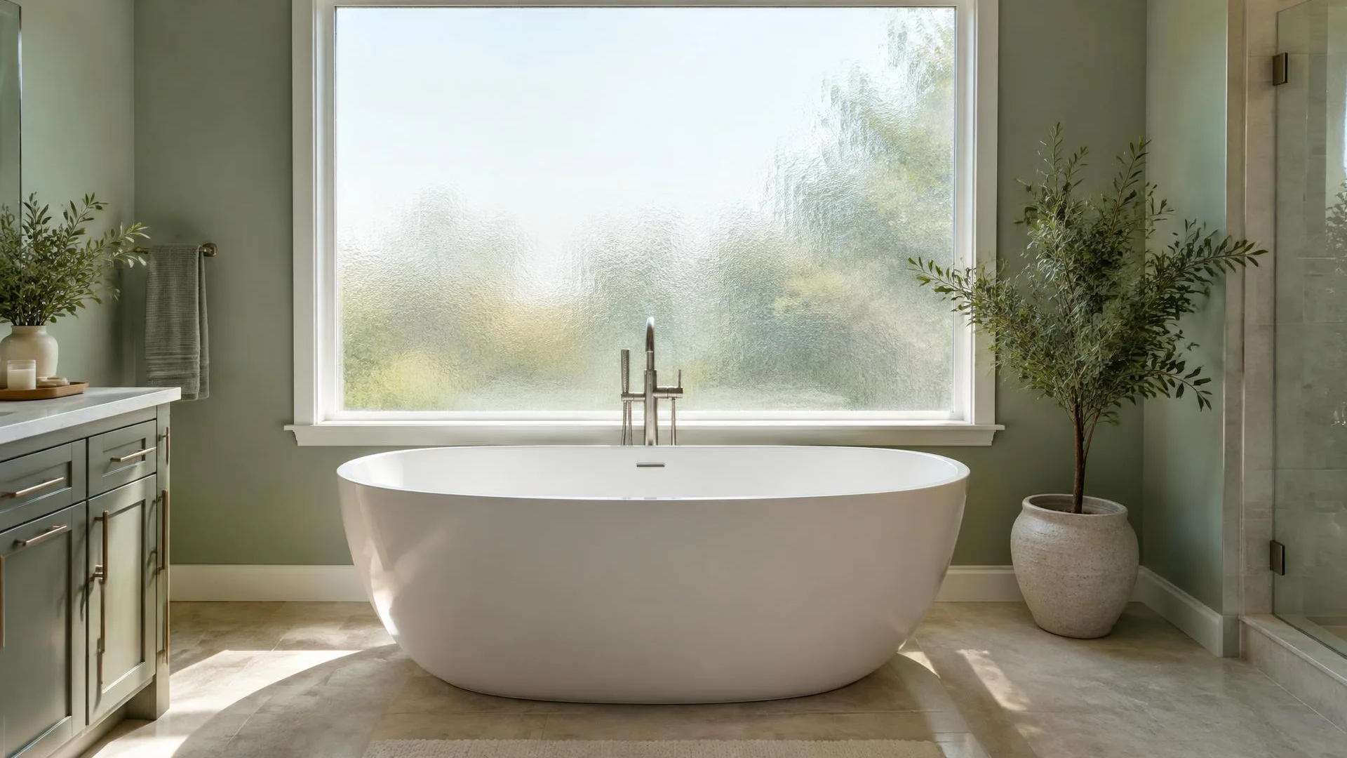 Walk-in shower base with wall controls and a handheld shower fixture