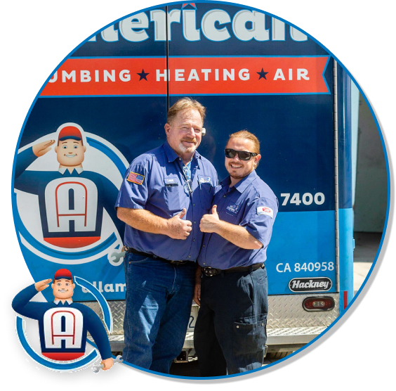 All American Plumbing Heating & Air employees giving thumbs' up