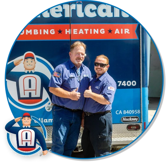All American Plumbing Heating & Air employees giving thumbs' up