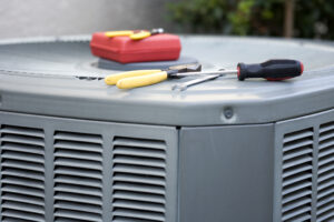 Closeup of tools on AC unit